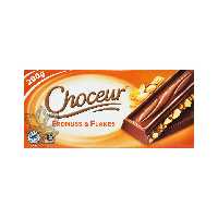 شکلات با بادام زمینی کامل و کورن فلیکس 200 گرم شوکور - choceur