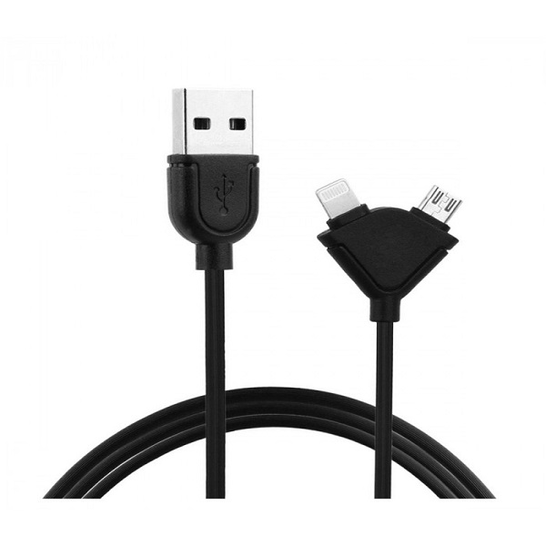 کابل تبدیل USB به microUSB/لایتنینگ ریمکس مدل RC-031t طول 1 متر