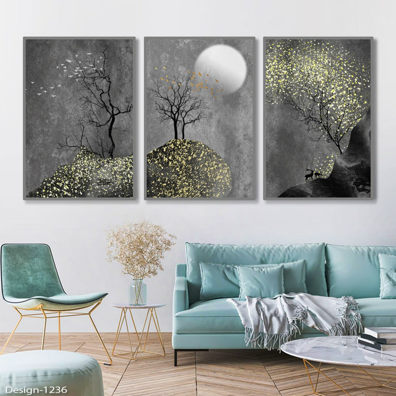 تابلو دکوراتیو سکوت کوهستان 3تیکه سایز 35در50