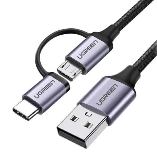 کابل تبدیل USB به USB-C /MicroUSB یوگرین مدل US177-30875 طول 1 متر