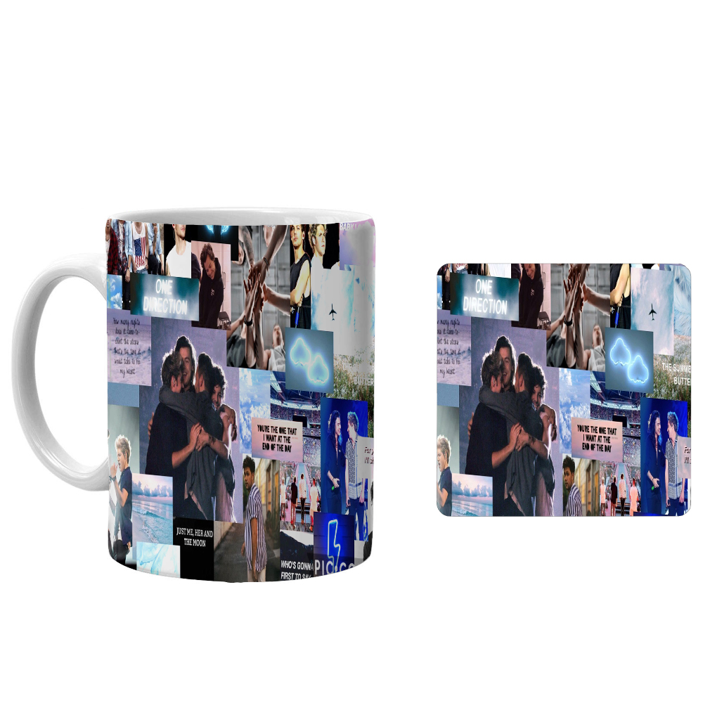 ماگ طرح گروه وان دایرکشن xo2 به همراه زیرلیوانی