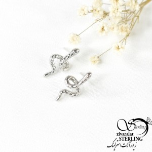 گوشواره نقره طرح مار عیار925 کد 7176