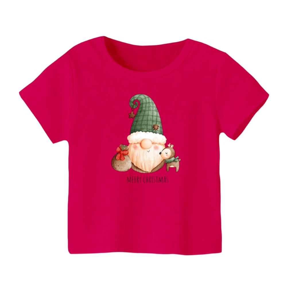 تی شرت آستین کوتاه بچگانه مدل بابانوئل کریسمس کد 48 رنگ سرخابی