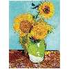 تابلو نقاشی رنگ‌ روغن طرح گلدان با سه گل آفتابگردان کد 0103