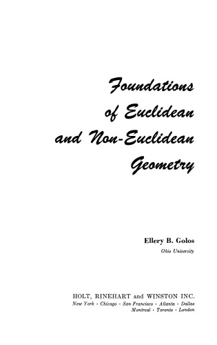 خرید و دانلود نسخه کامل کتاب Foundations of Euclidean and Non-Euclidean Geometry