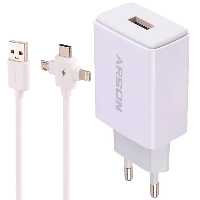 شارژر دیواری فست شارژ Arson AN-W3B QC3.0 PD 3A 18W   کابل 3 سر