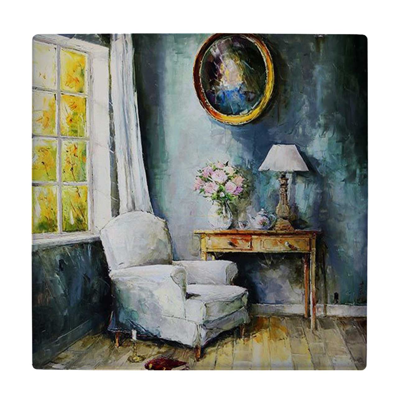  کاشی کارنیلا طرح نقاشی اتاق نشینمن و مبل راحتی کد wkk3509