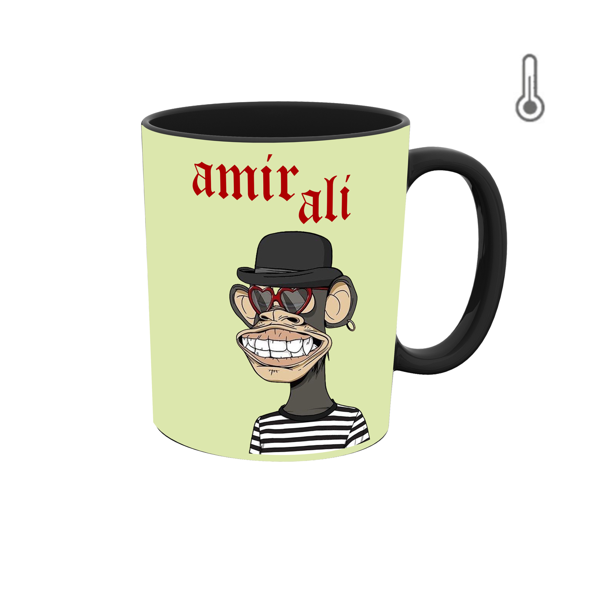 ماگ حرارتی طرح اسم امیرعلی مدل میمون NFT  