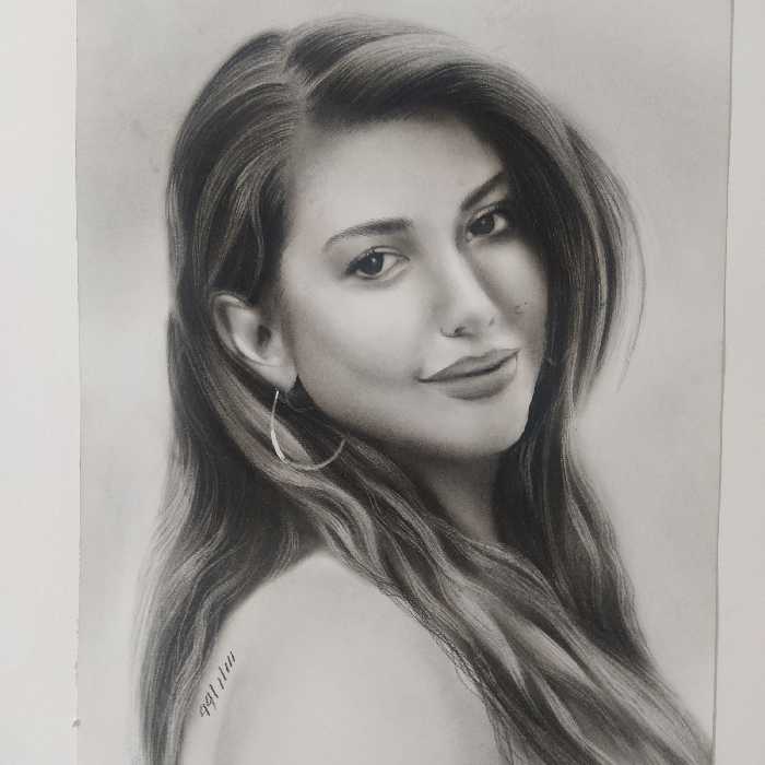 طراحی چهره سیاه قلم با عکس های شما ( 42×30 سانتیمتر )