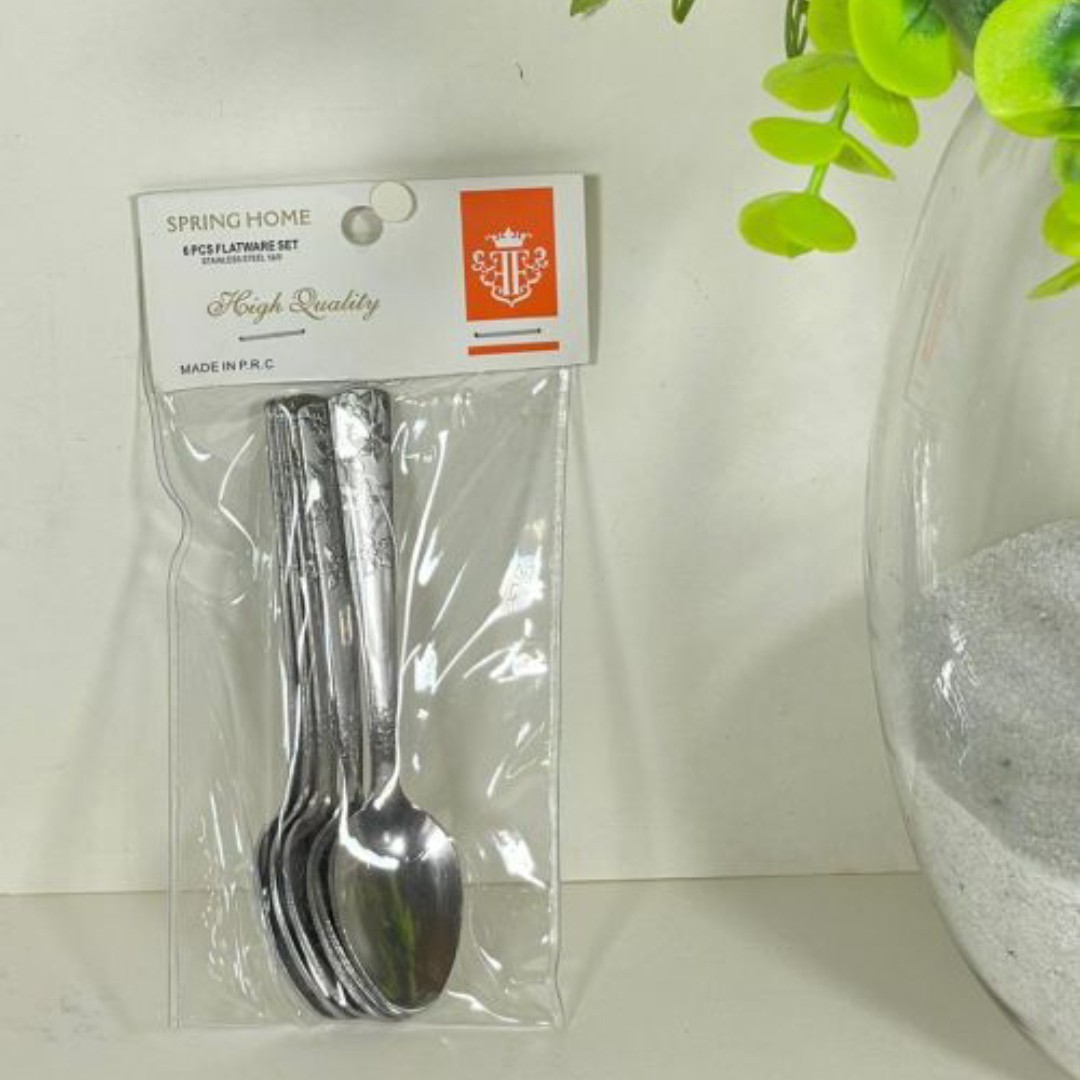 قاشق چای خوری مدل گل بسته 6 عددی