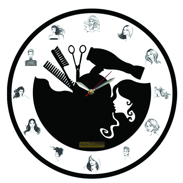 ساعت دیواری آذرلاکچری طرح آرایشگاه کد003