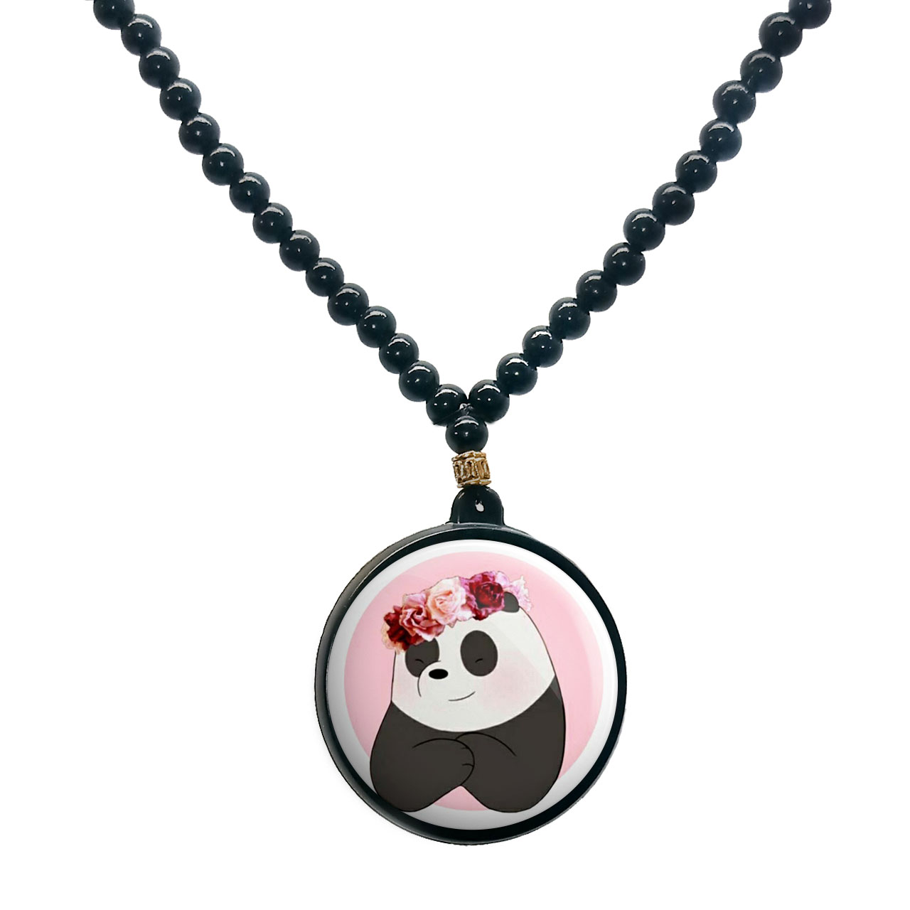 گردنبند پرمانه طرح خرس‌های کله‌ فندقی کد pmd.10171 مدل دو طرفه