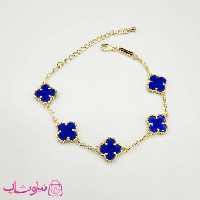 دستبند زنانه ونکلیف آبی کاربنی آبکاری طلا کیفیت مستر کد 370
