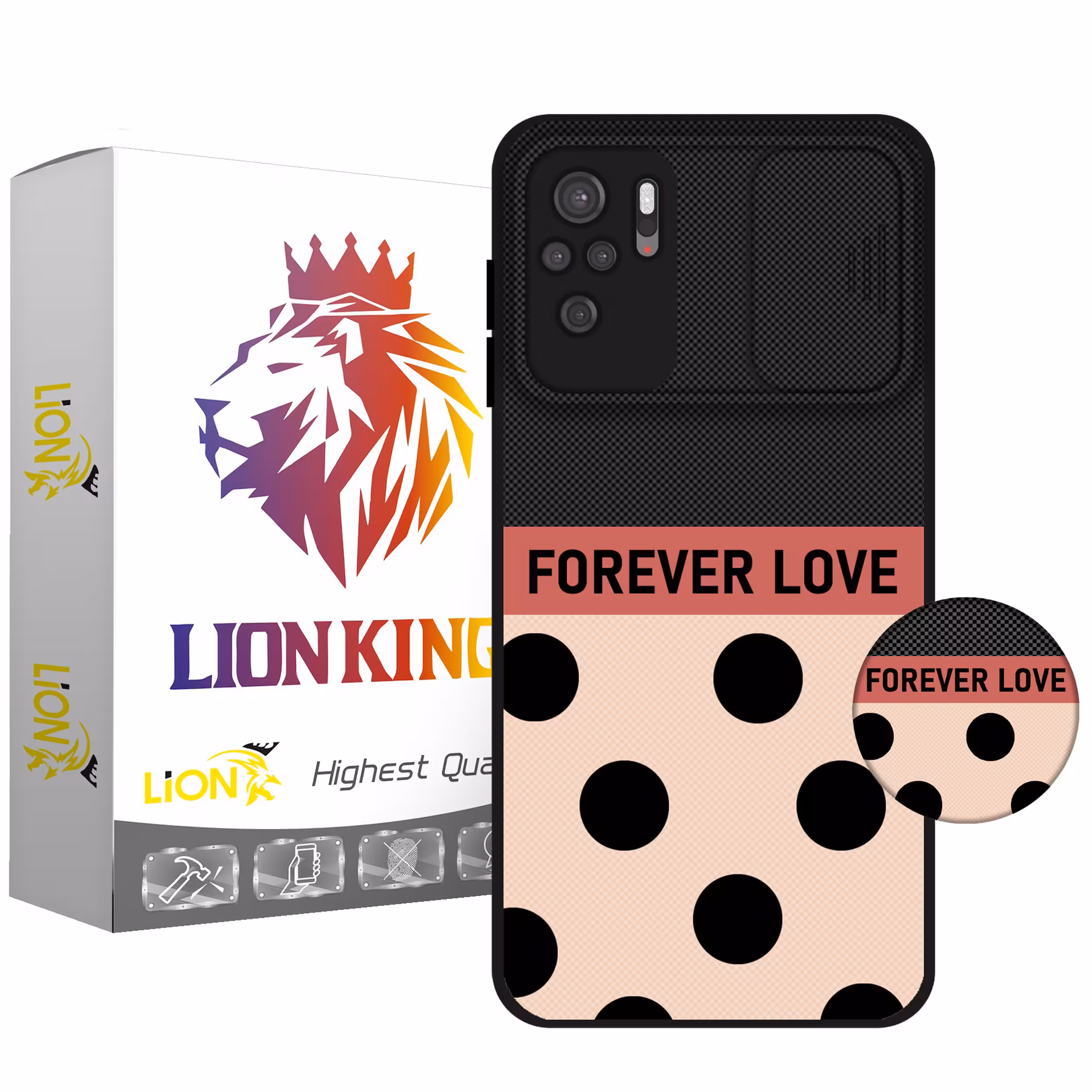 کاور لاین کینگ مدل FOREVER LOVE مناسب برای گوشی موبایل شیایومی Redmi Note10 10S به همراه پایه نگهدارنده
