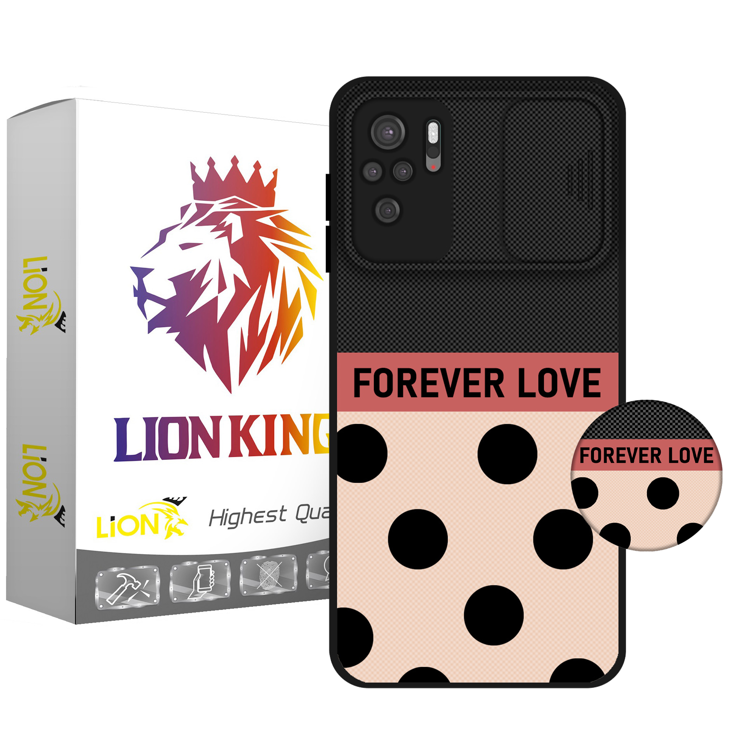 کاور لاین کینگ مدل FOREVER LOVE مناسب برای گوشی موبایل شیائومی Redmi Note10/10S به همراه پایه نگهدارنده