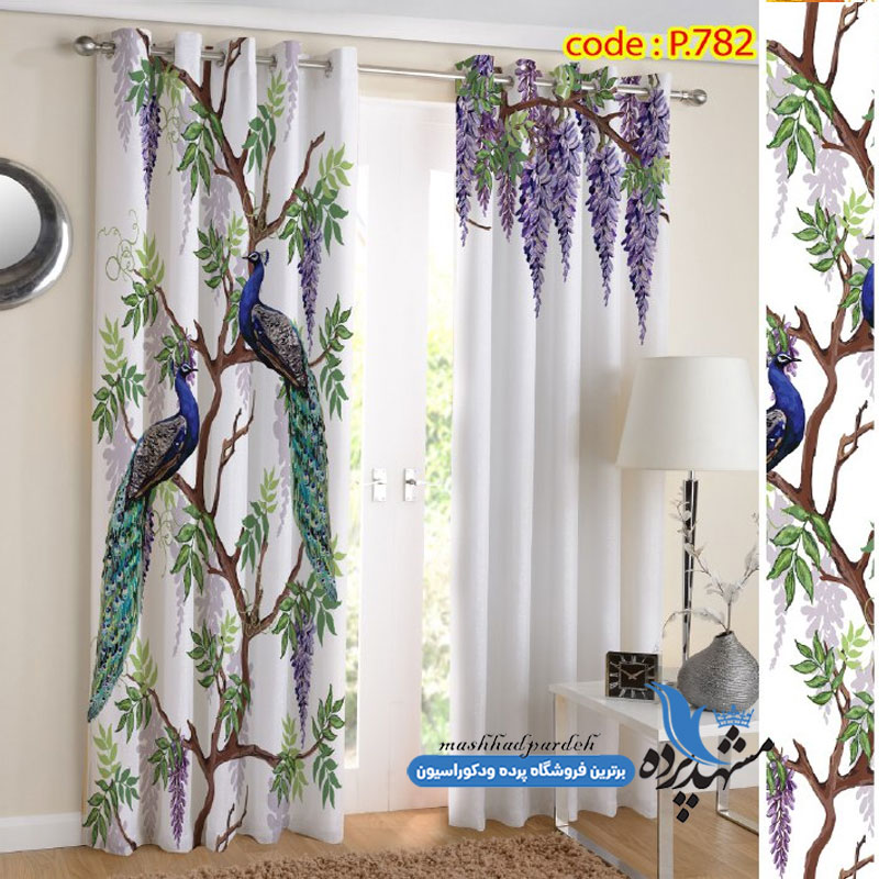 پرده پانچ منظره طرح طاووس کد p-782