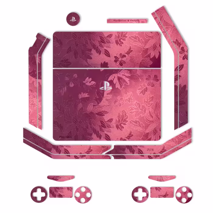 برچسب ماهوت مدلRed Wild-flower Texture مناسب برای کنسول بازیPS4 Slim