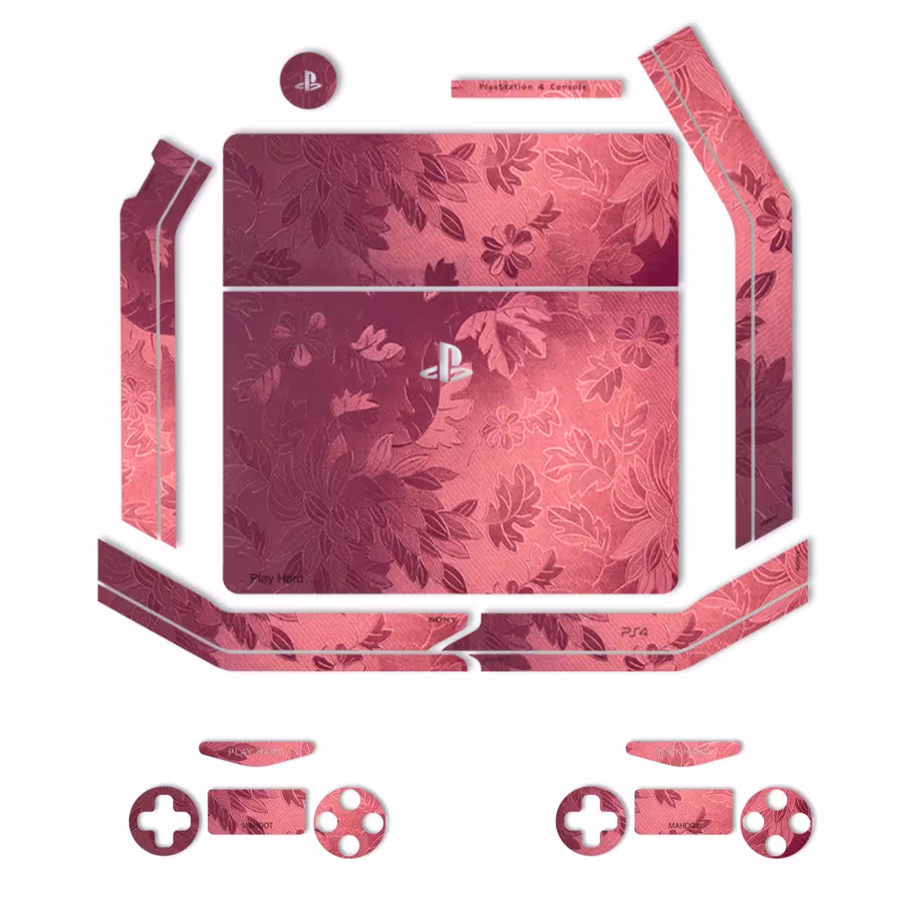 برچسب ماهوت مدلRed Wild-flower Texture مناسب برای کنسول بازیPS4 Slim