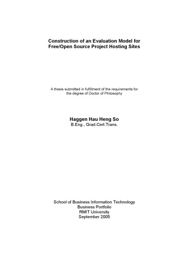 خرید و دانلود نسخه کامل کتاب Construction of an Evaluation Model for Free/Open Source Project Hosting Sites