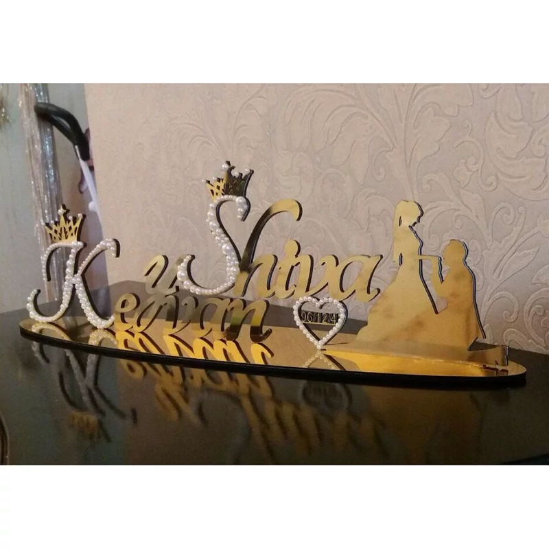 استند ازدواج و نامزدی،کد7،جنس مولتی استایل،در دو رنگ طلایی و نقره ای،سایز 20 سانت