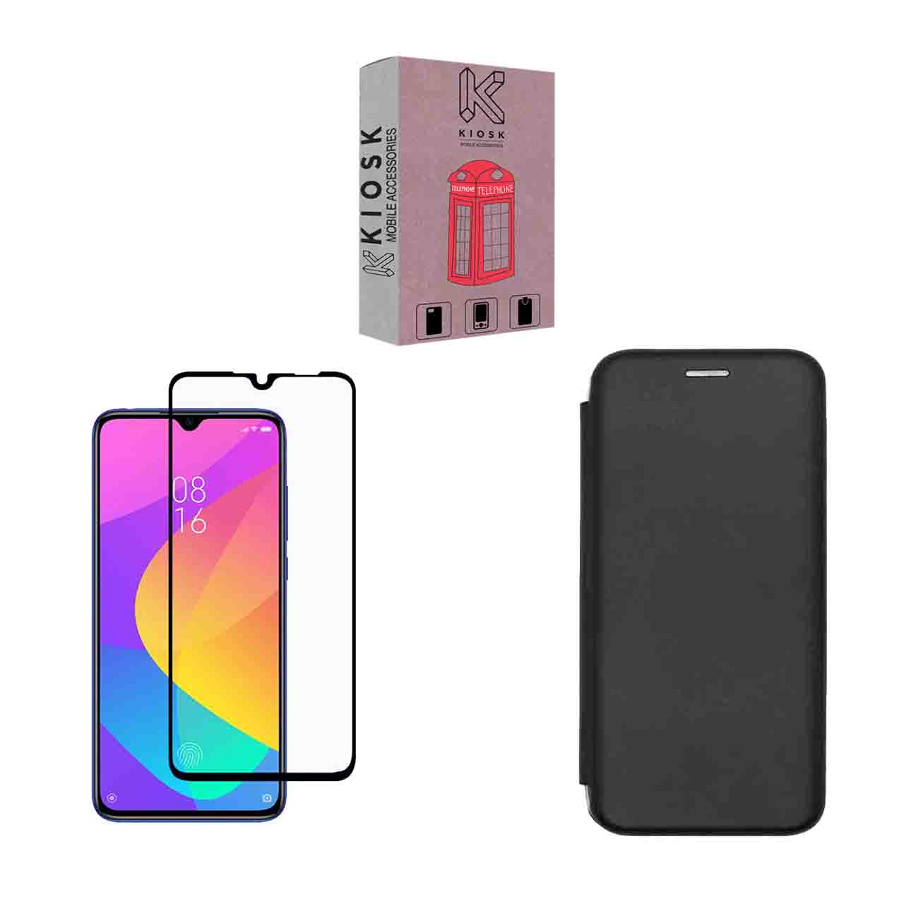  کیف کلاسوری کیوسک مدل KMGNT-KGF-1 مناسب برای گوشی موبایل شیائومی Mi 9 Lite به همراه محافظ صفحه نمایش