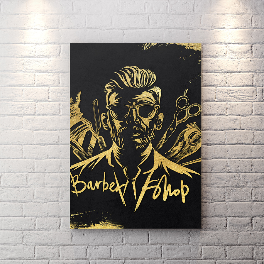 تابلو شاسی دیواری طرح وکتوری فانتزی برای آرایشگاه مردانه WAs-1167