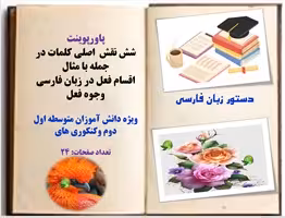 پاورپوینت شش نقش اصلی کلمه در جمله همراه با مثال