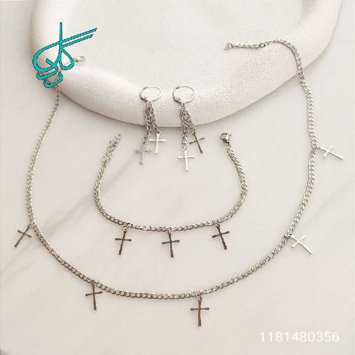 خرید سرویس کارتیر استیل طرح صلیب نقره ای رنگ ثابت با کیفیت کد 2215161 - ردگل