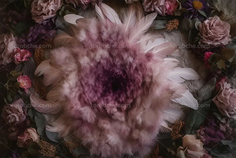 بک دراپ عکاسی با برگ و گل صورتی | گرافیک با طعم تربچه