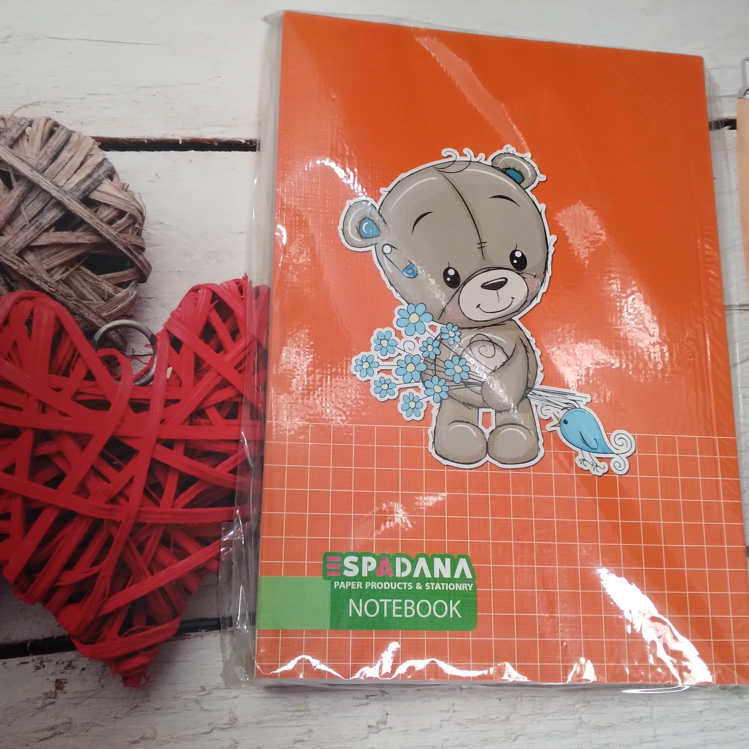 دفتر مشق 100 برگ ته چسب اسپادانا طرح خرس یا تدی مهربان جلد مقوایی