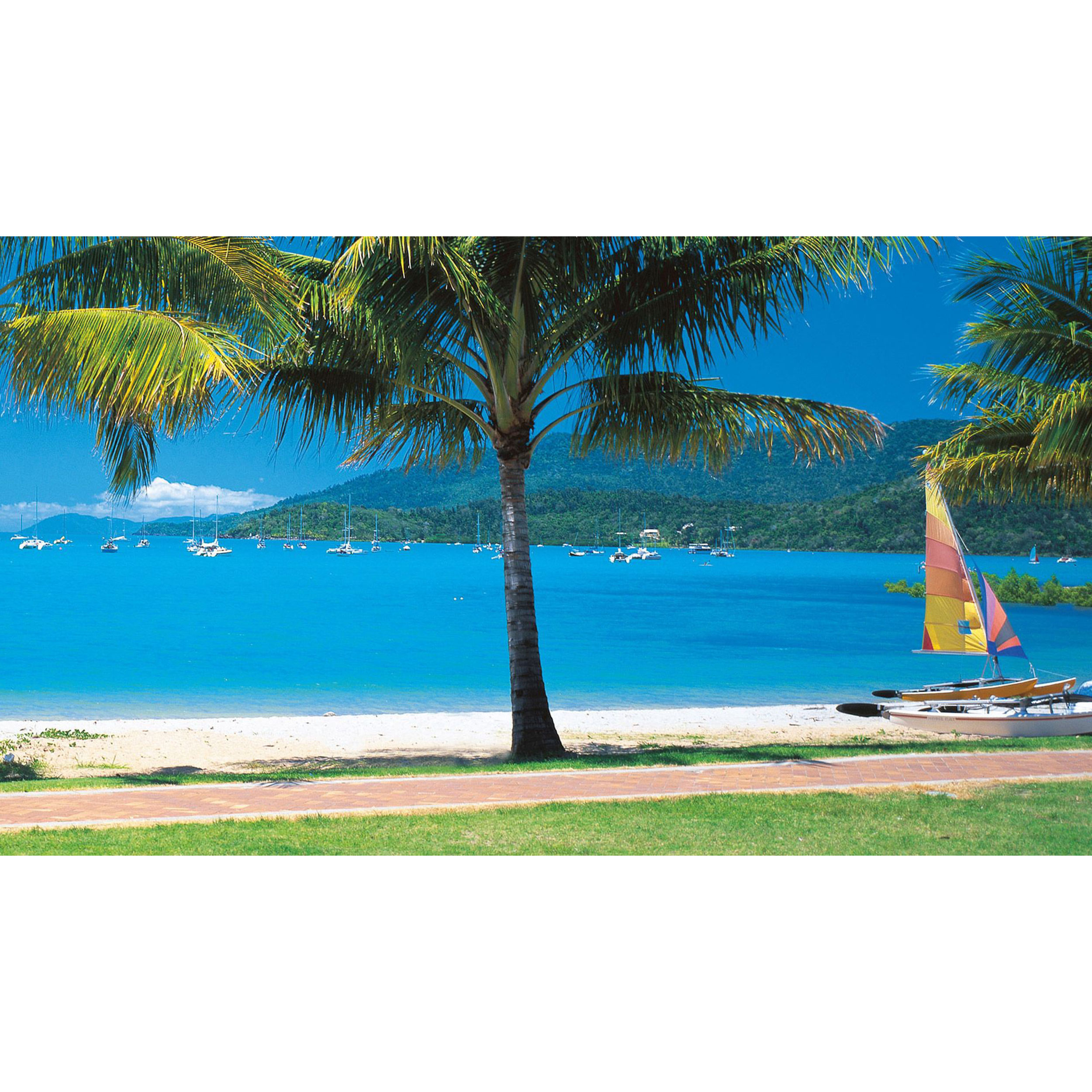 تابلو شاسی مدل دریا و ساحل و درخت و قایق کد T7621