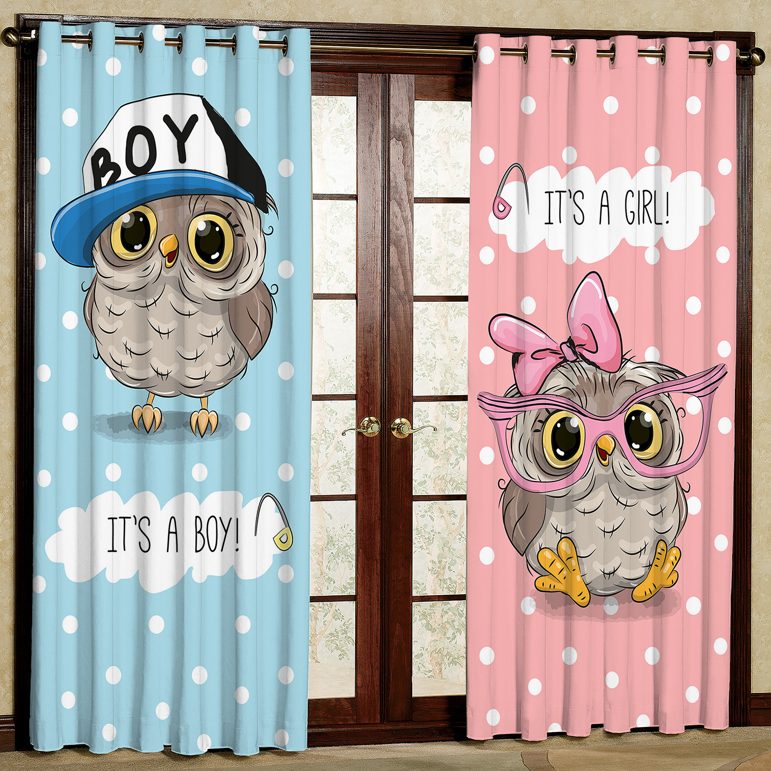 پرده مدل جغد مخمل پانچی کد 1183L سایز 140x280 سانتی متر