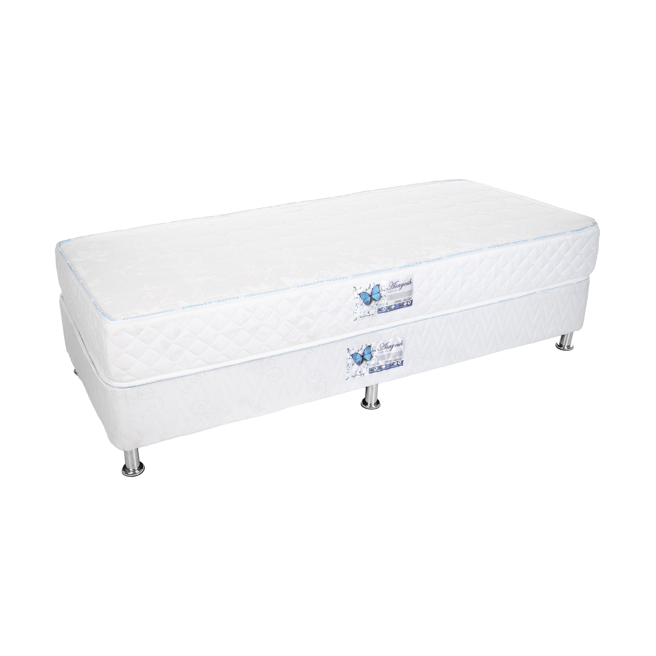 تخت خواب یک نفره آسایش باکس مدل AK44 به همراه تشک طبی