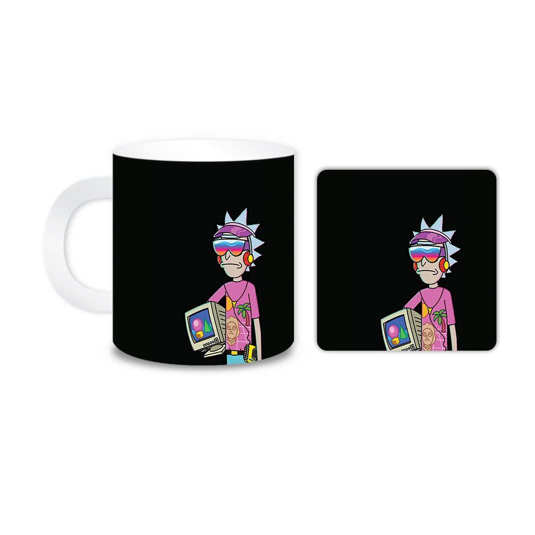 ماگ مدل ریک و مورتی کد 104 به همراه زیر لیوانی