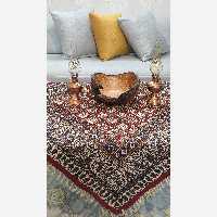 رومیزی قلمکار(طرح کاشی)سایز100در100 رنگ قرمز