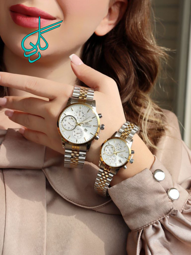 خرید ست ساعت مردانه و زنانه الگانس ELEGANCE طرح کرنو ضدآب موتور ژاپن تاریخ دار کیفیت عالی دارای بند قفلی و رنگبندی متنوع کد 2116295 - ردگل