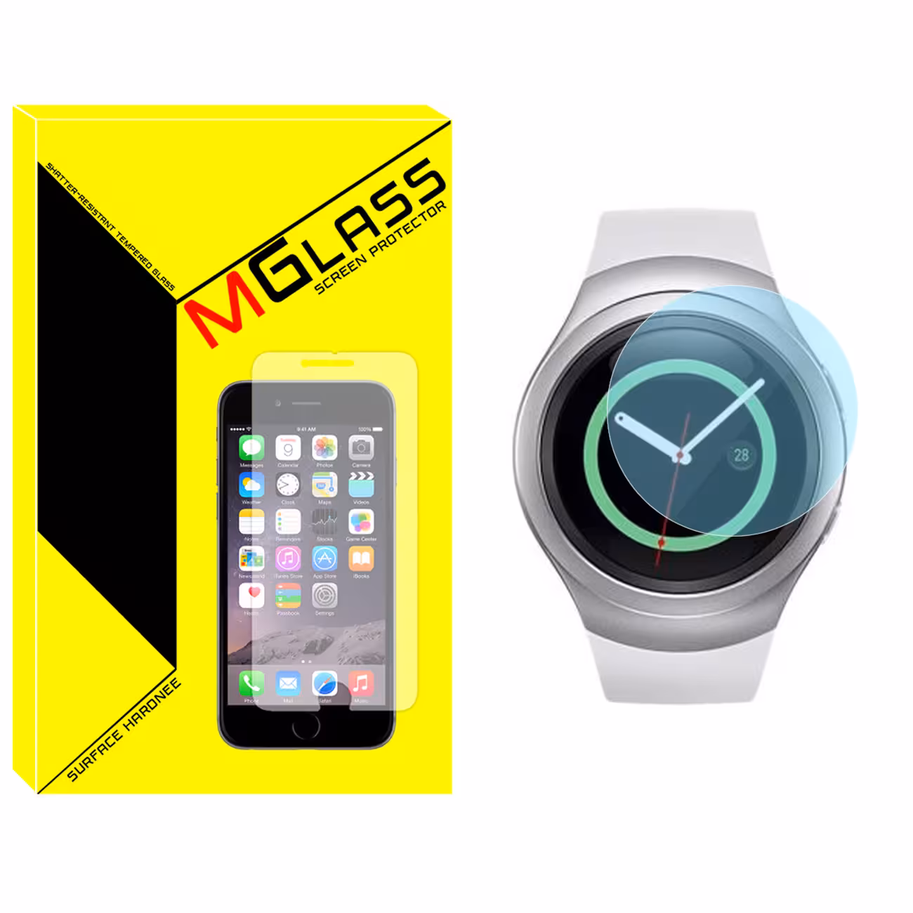 محافظ صفحه نمایش شیشه‌ای ام گلس مدل SH-MG مناسب برای ساعت هوشمند سامسونگ GALAXY Watch Gear S2