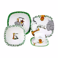 سرویس غذاخوری 5 پارچه کودک چینی زرین سری کواترو مدل جنگل درجه یک