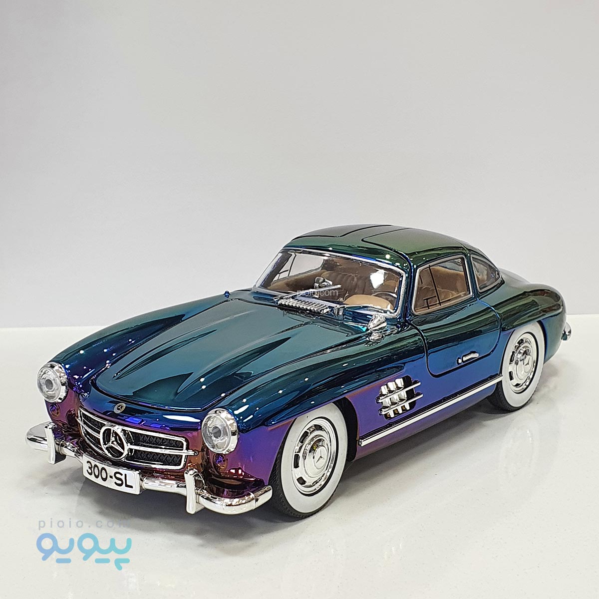 ماکت ماشین فلزی بنز SL300 آبی هولوگرامی مقیاس 1:24