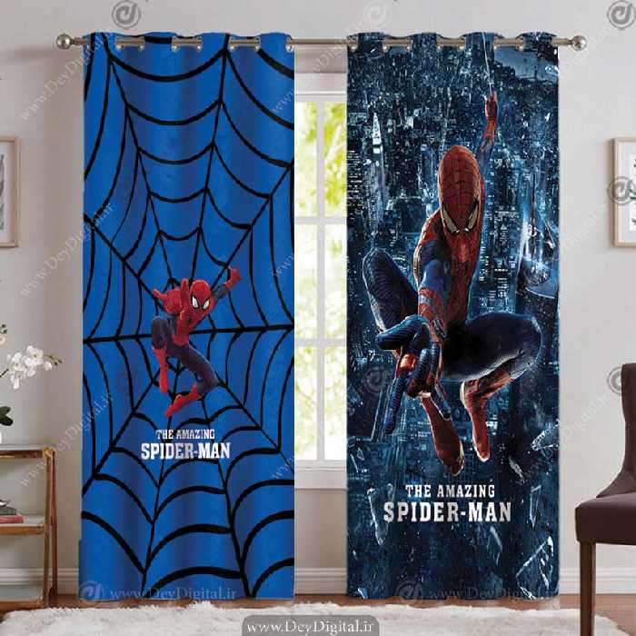 پرده تصویری پانچی طرح مرد عنکبوتی با زمینه آبی PK-5148