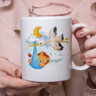 ماگ طرح لک‌لک و بچه شیر