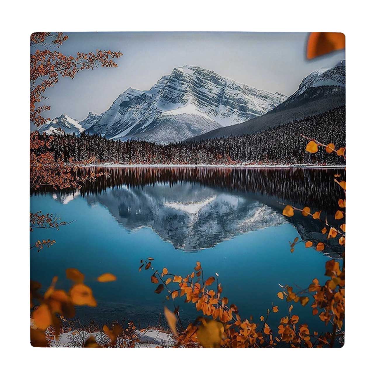 زیر لیوانی  طرح دریاچه کوهستانی و برگ های پاییزی کد    6147679_5406