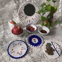 هفت سین 8تیکه سال 1401 رنگ سرمه ای و قرمز طراحی شده با دست و قابل شستشو