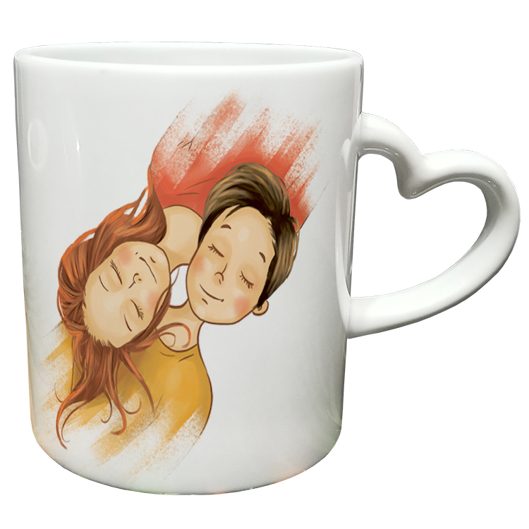 ماگ مدل دسته قلبی طرح عاشقانه کد 209