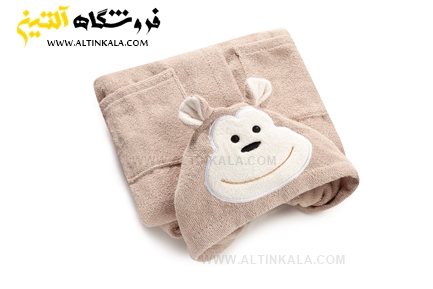 حوله پالتویی کودک سلین طرح میمون بژ سایز 10-11