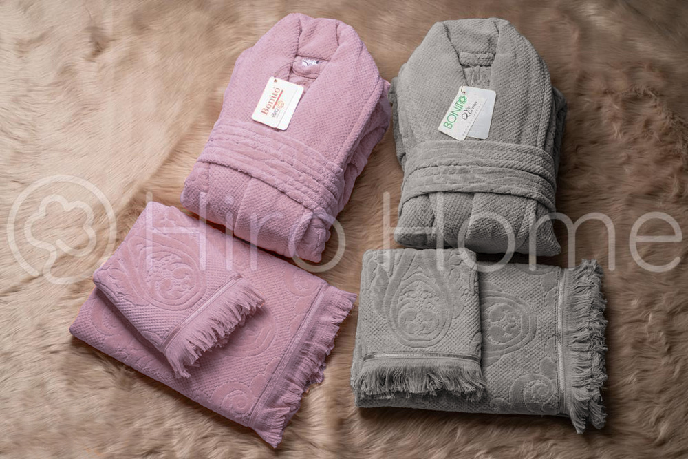 حوله ست دو نفره بونیتو رنگ فیلی و یاسی روشن