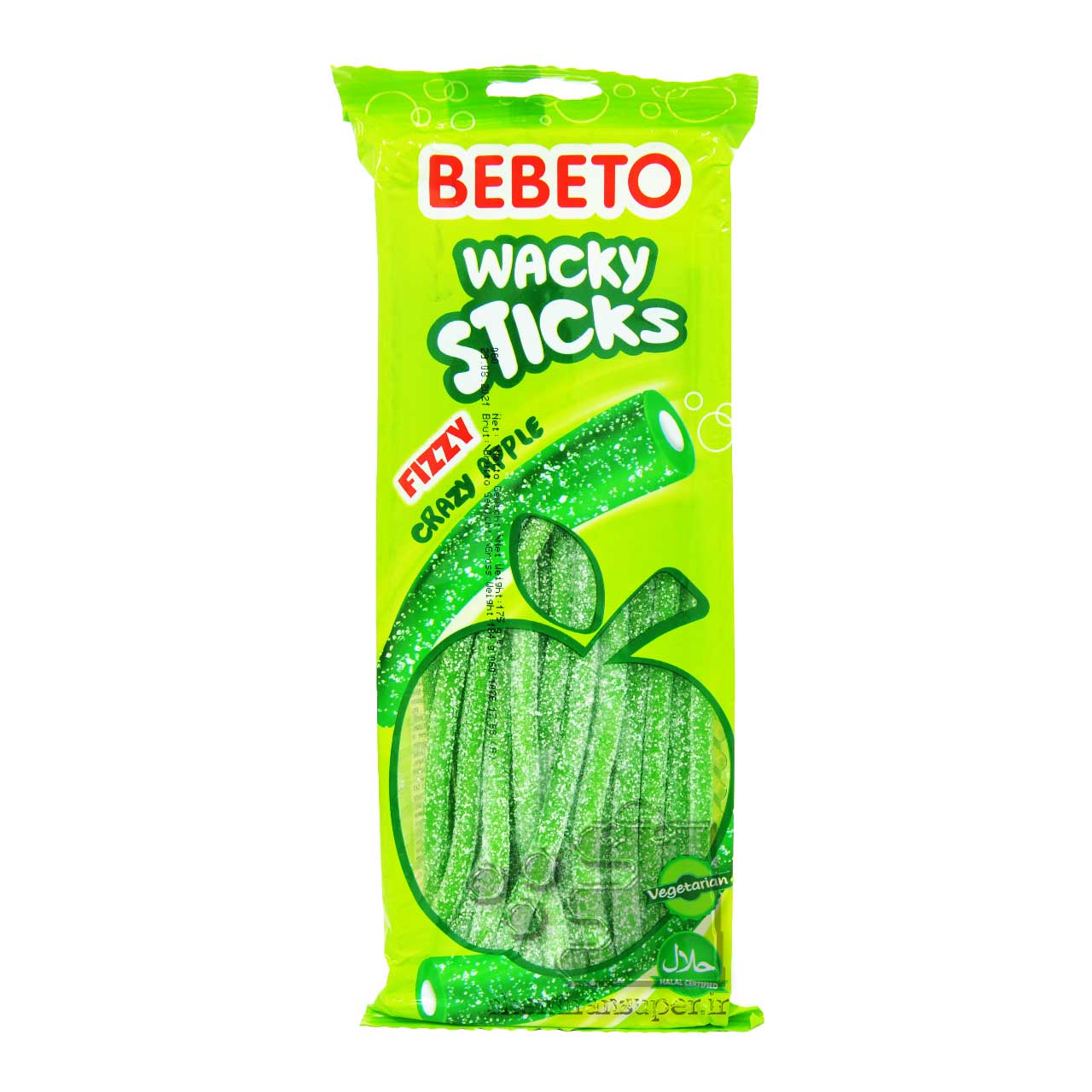 پاستیل شکری لوله ای سیب ترش ( گیاهخواری ) 175 گرم ببتو – bebeto