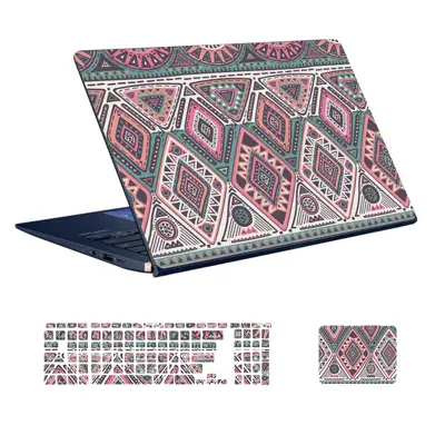 استیکر لپ تاپ توییجین و موییجین طرح Ethnic کد 01 مناسب برای لپ تاپ 15.6 اینچ به همراه برچسب حروف فارسی کیبورد 