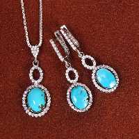 نیم ست فیروزه زنانه کد 21647 - جواهری مشاهیر