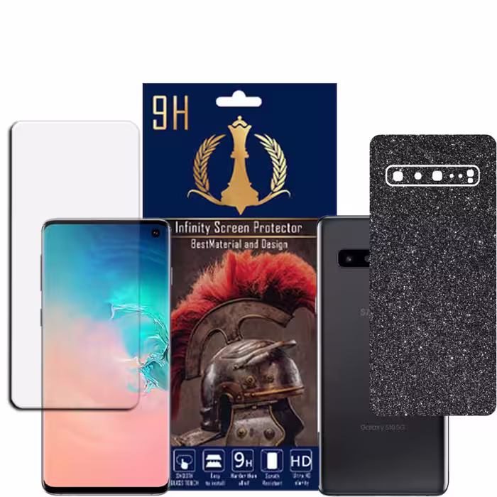 برچسب پوششی اینفینیتی مدل PRO MAX مناسب برای گوشی موبایل سامسونگ GALAXY S10 5G به همراه محافظ صفحه نمایش